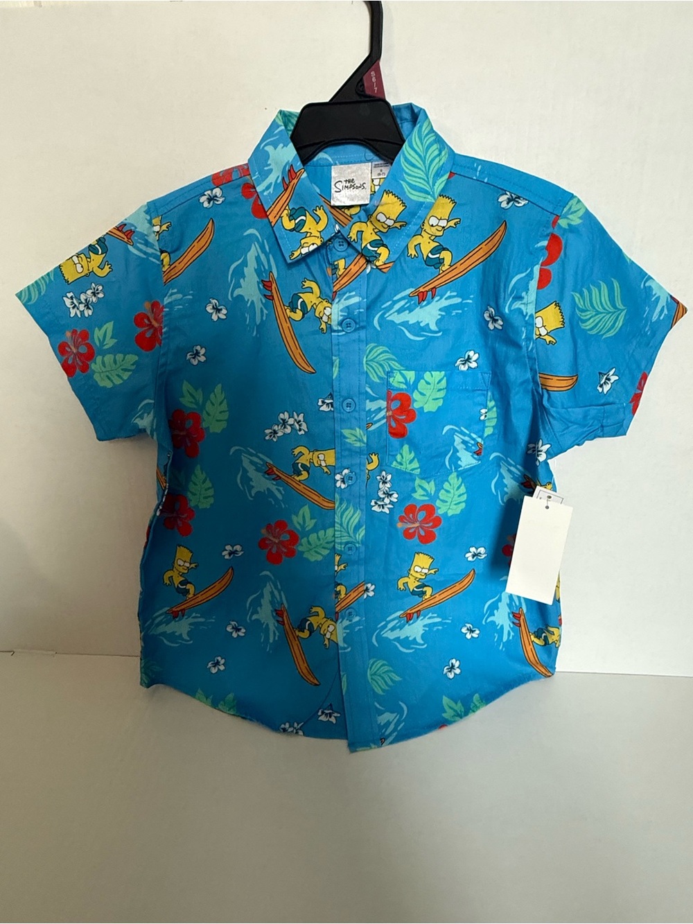 Kids Blue Tropical Surf Button-Up Shirt